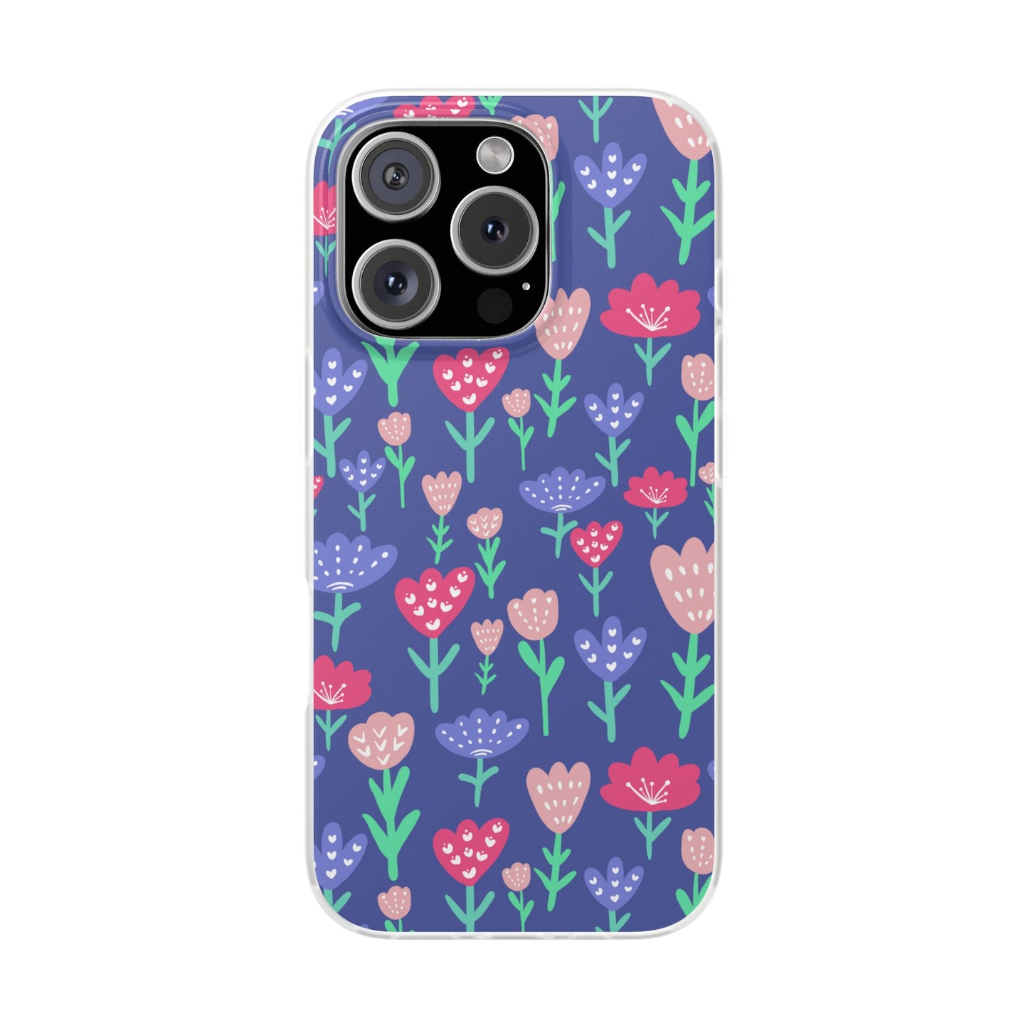 Capa de Telemóvel Flexível - Flores em Roxo