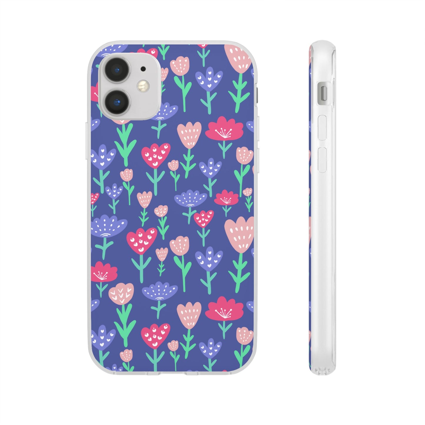 Capa de Telemóvel Flexível - Flores em Roxo
