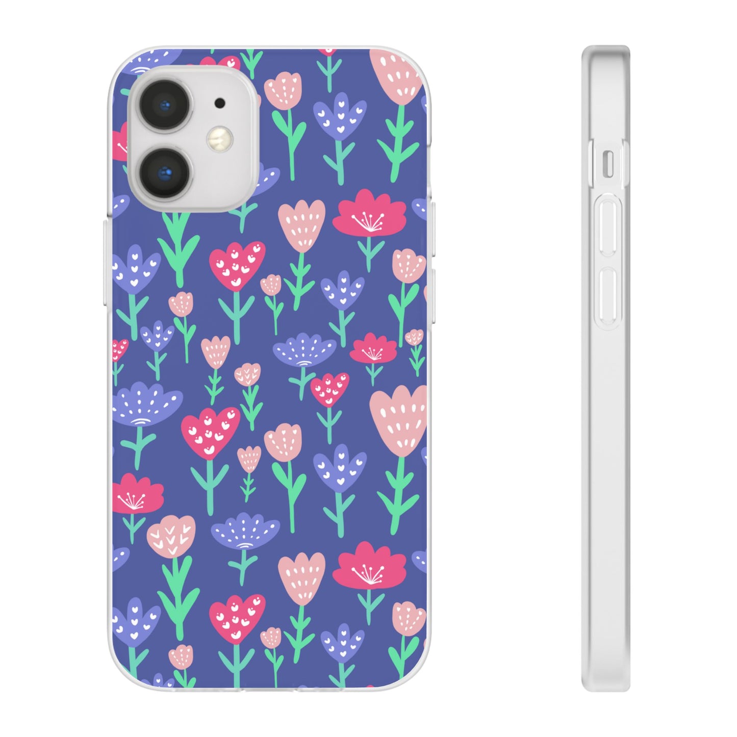 Capa de Telemóvel Flexível - Flores em Roxo