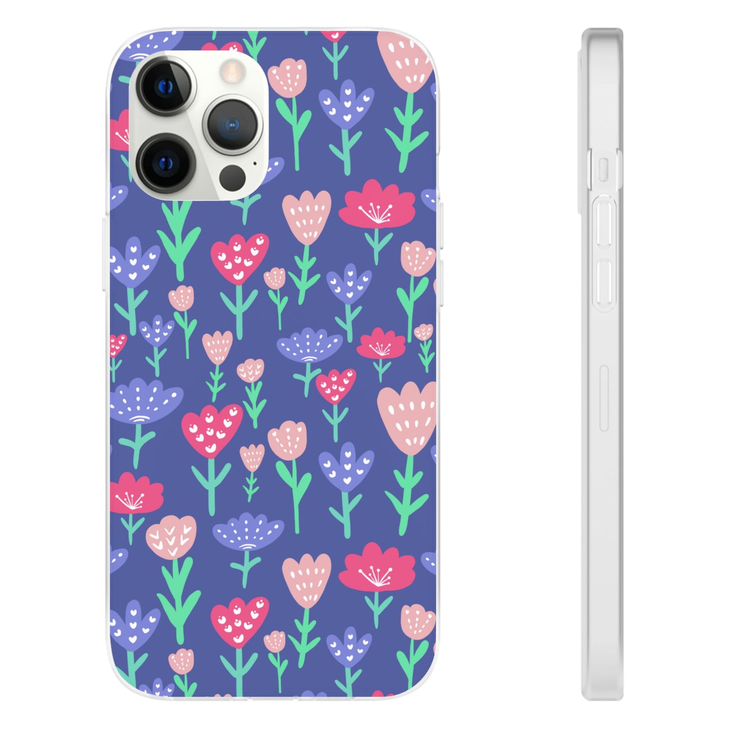 Capa de Telemóvel Flexível - Flores em Roxo