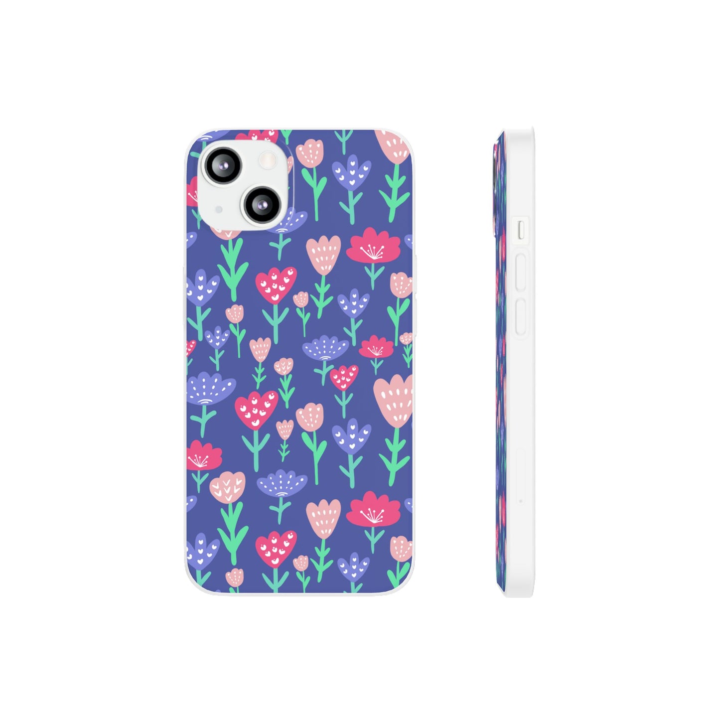Capa de Telemóvel Flexível - Flores em Roxo