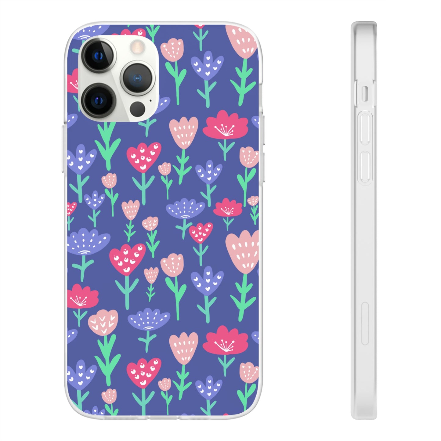 Capa de Telemóvel Flexível - Flores em Roxo