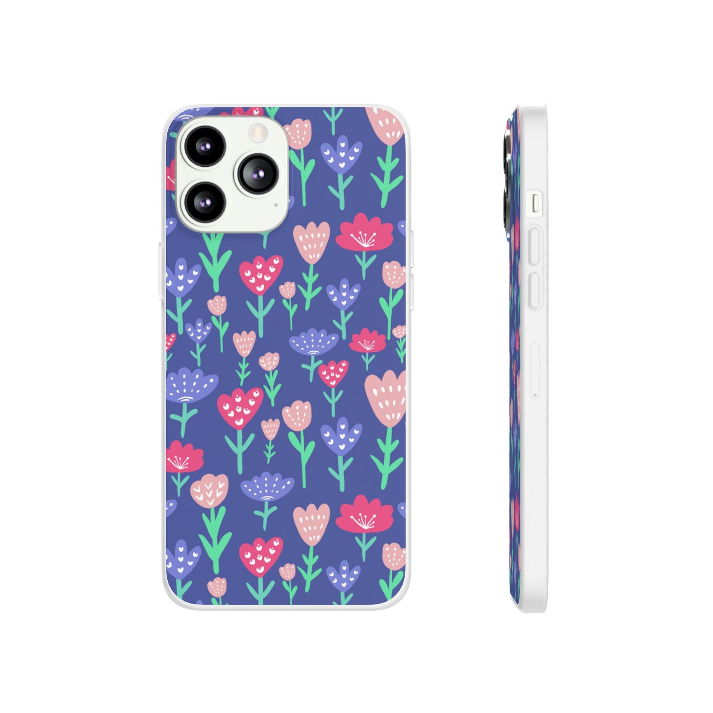 Capa de Telemóvel Flexível - Flores em Roxo