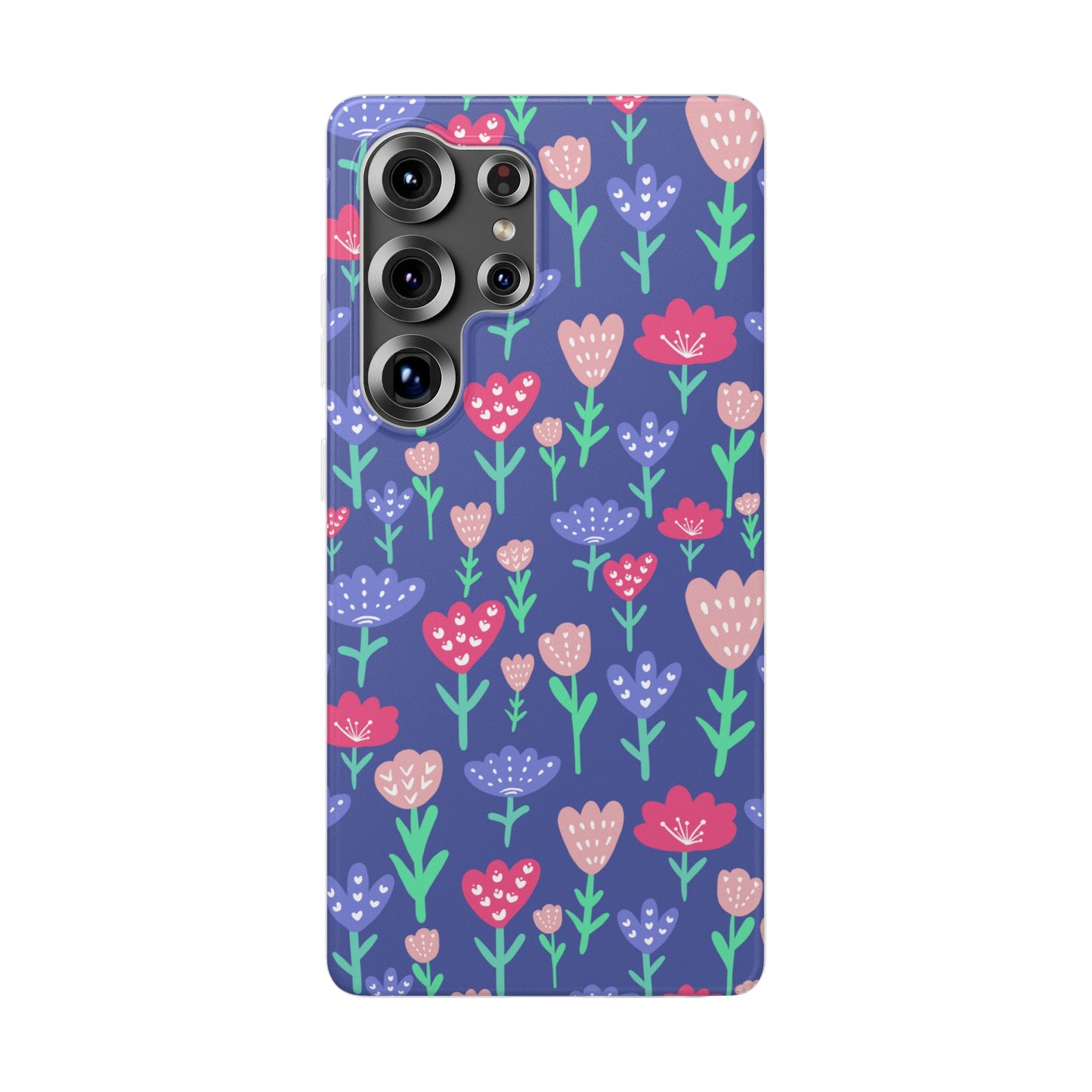 Capa de Telemóvel Flexível - Flores em Roxo