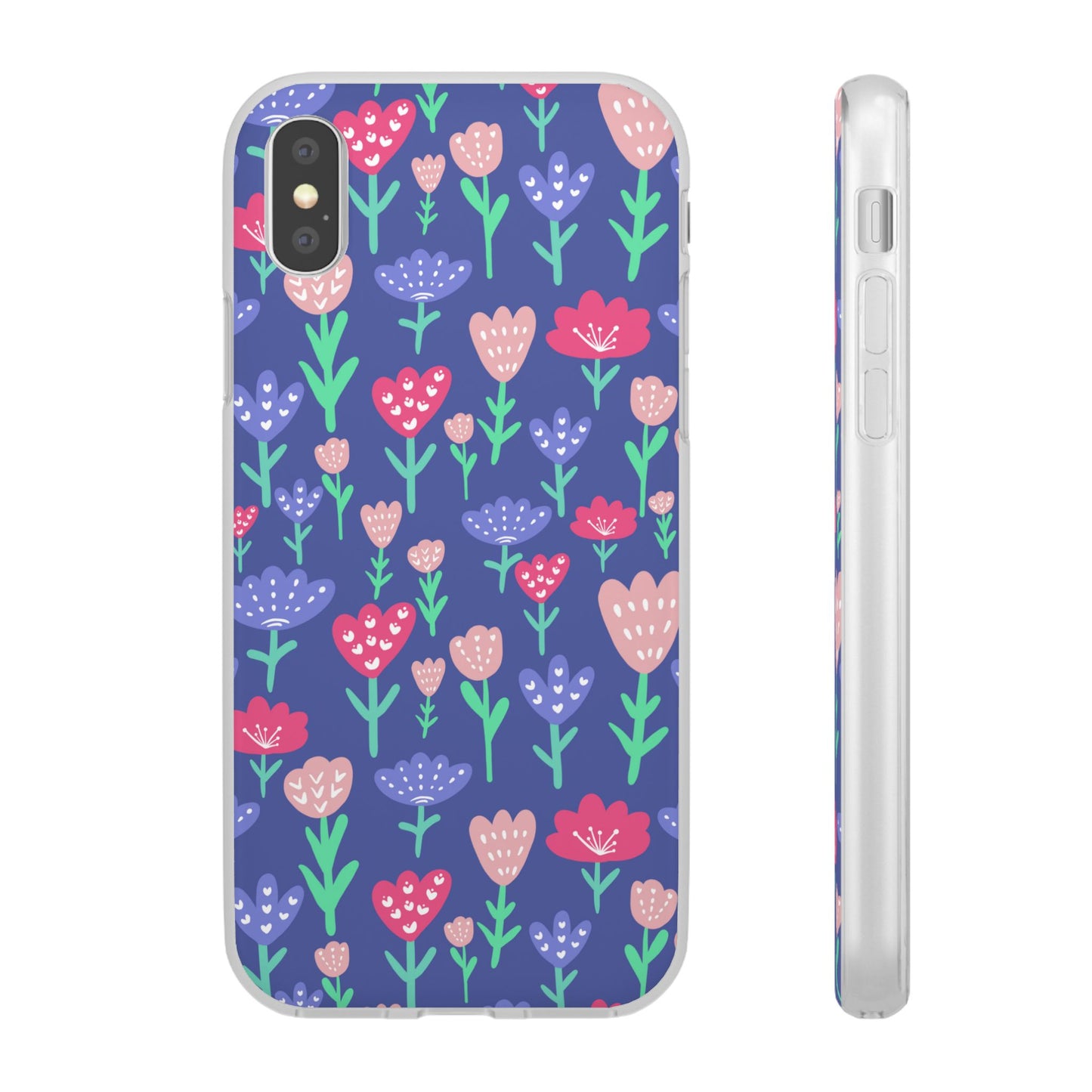 Capa de Telemóvel Flexível - Flores em Roxo