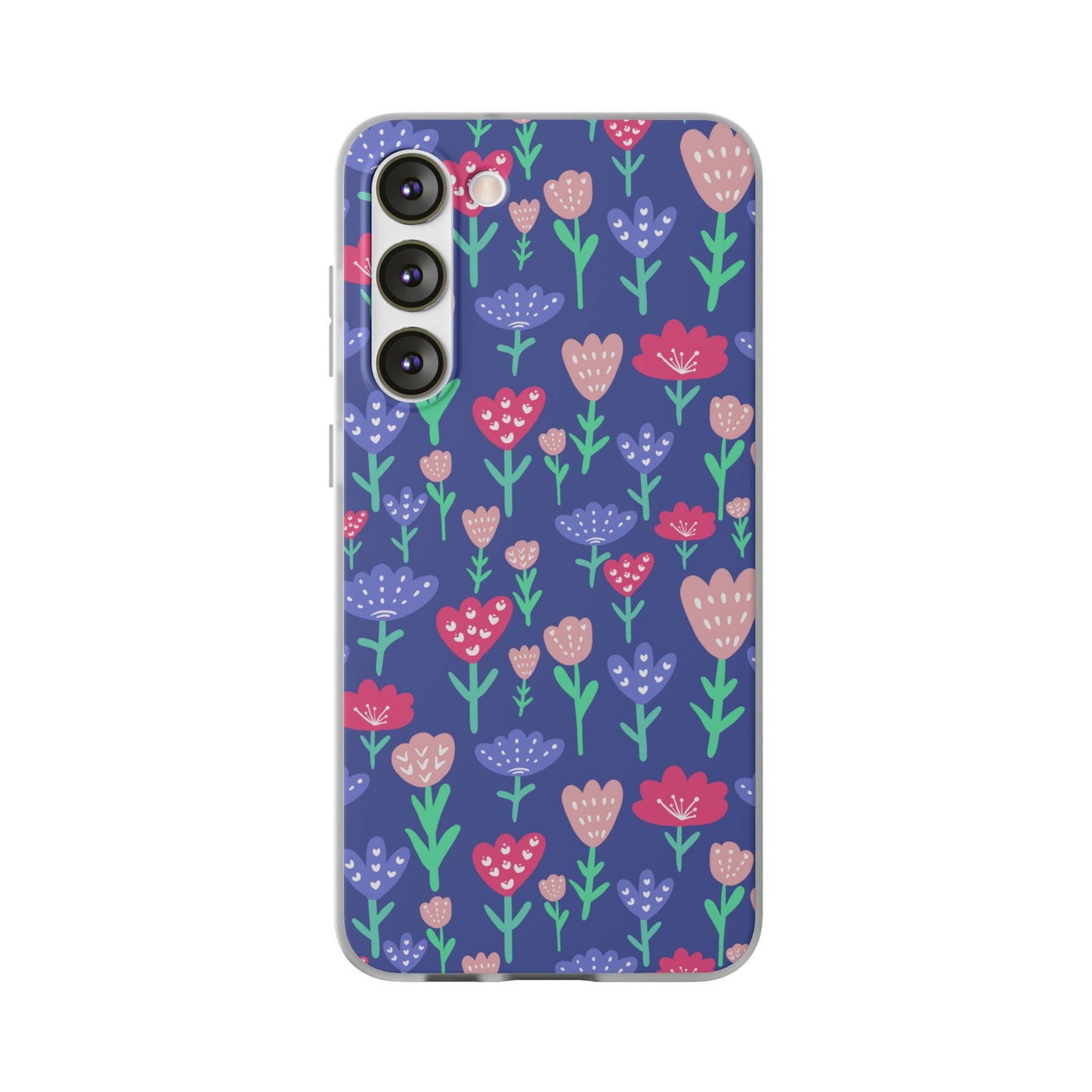 Capa de Telemóvel Flexível - Flores em Roxo