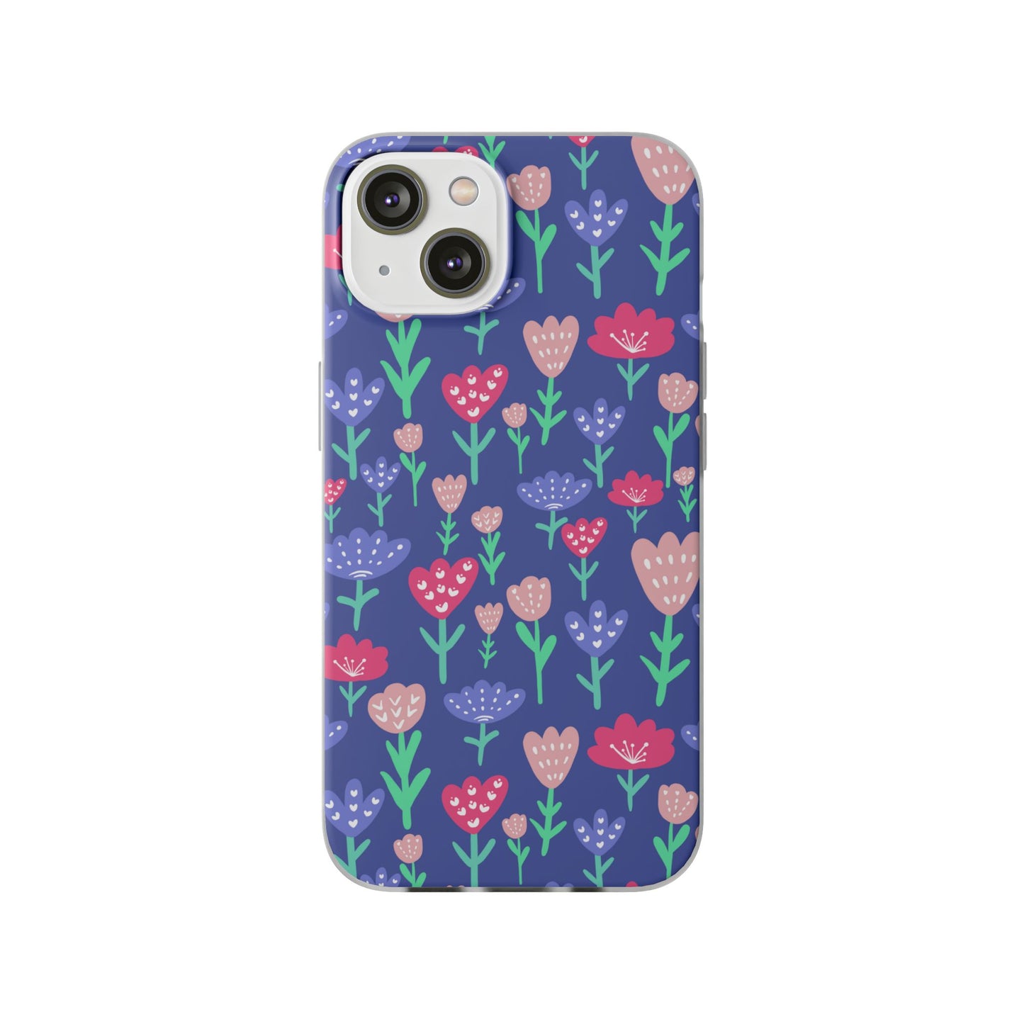 Capa de Telemóvel Flexível - Flores em Roxo