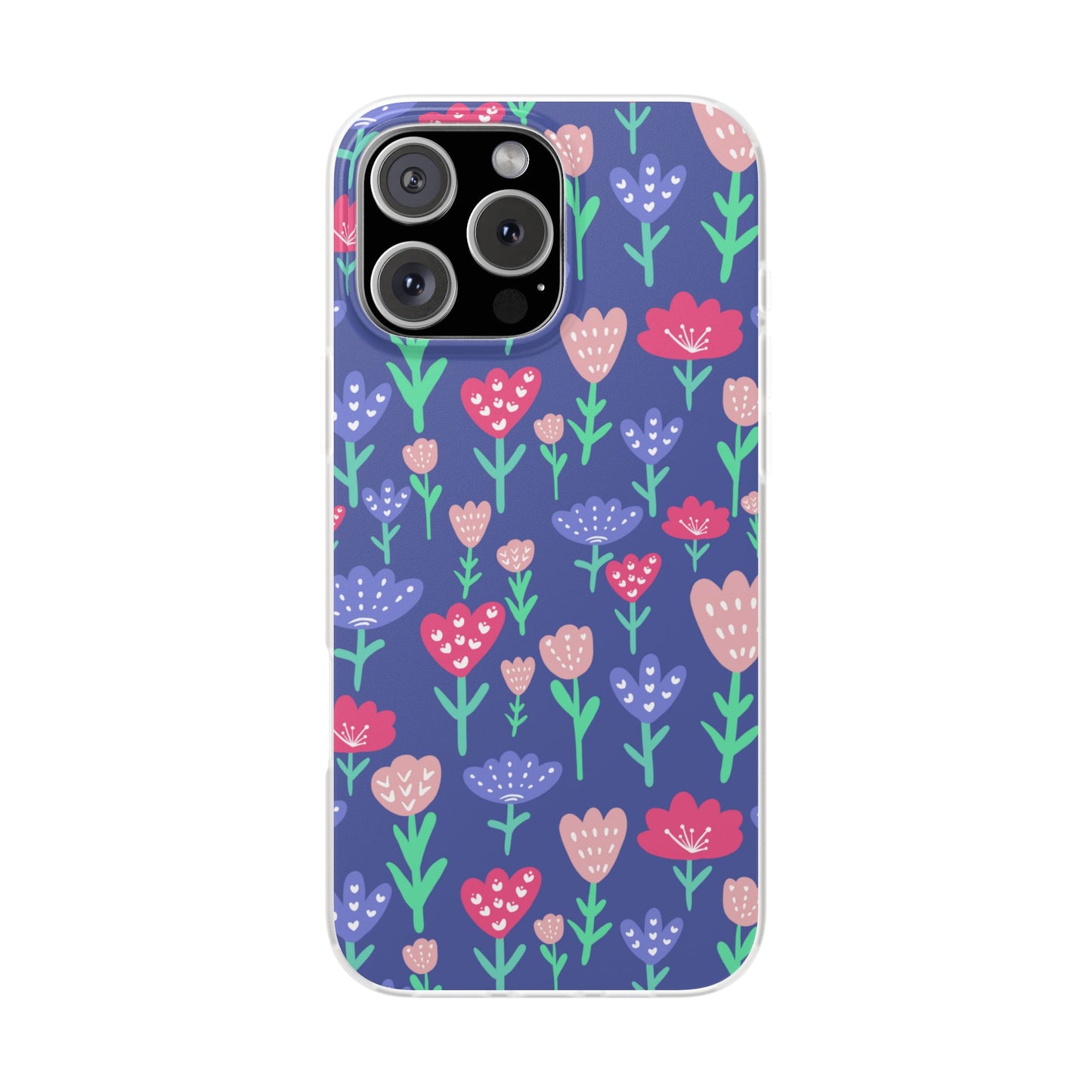 Capa de Telemóvel Flexível - Flores em Roxo