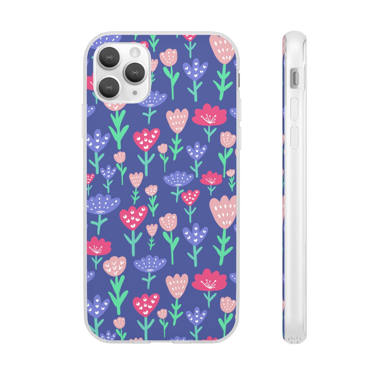 Capa de Telemóvel Flexível - Flores em Roxo