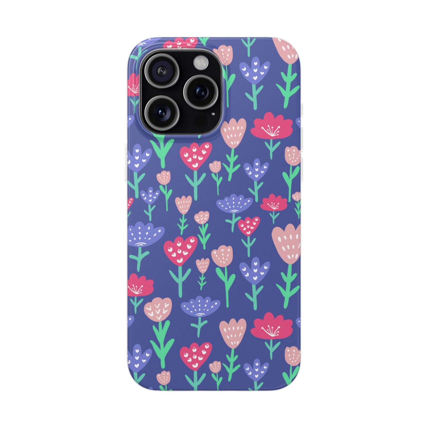 Capa de Telemóvel Flexível - Flores em Roxo