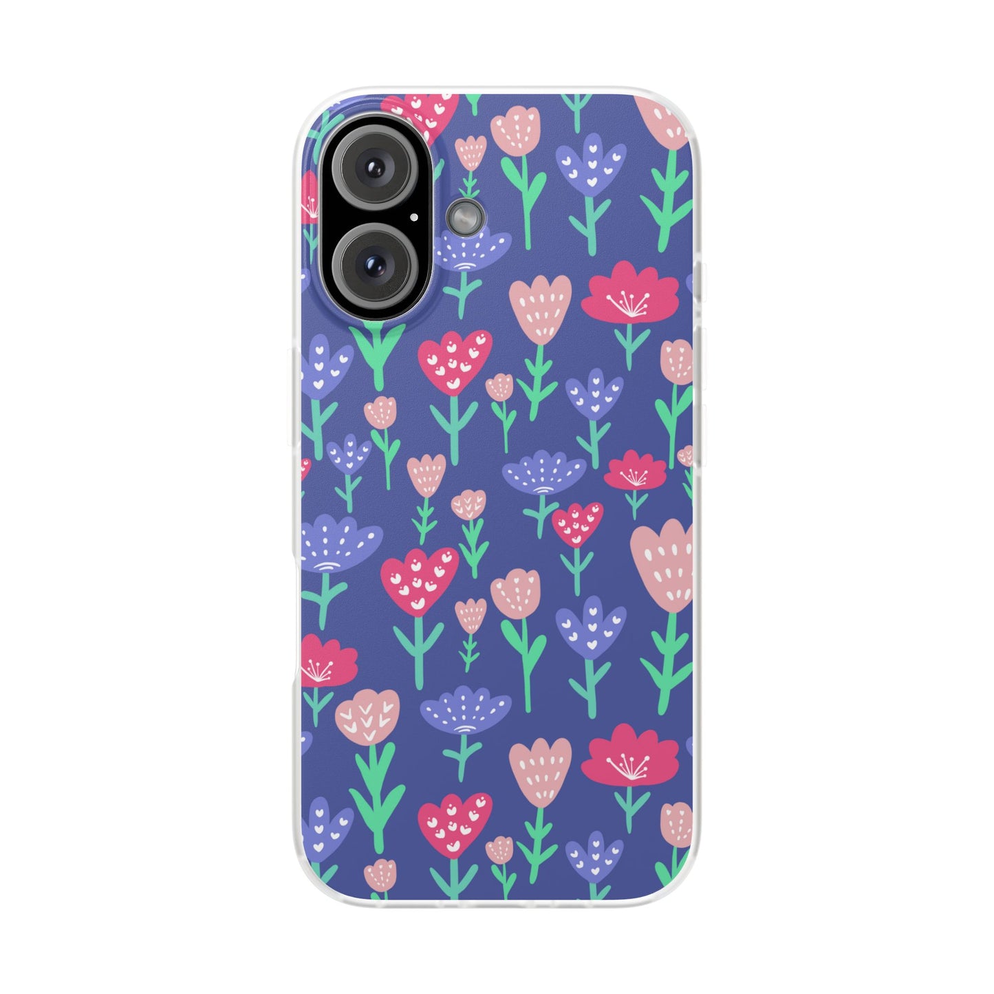 Capa de Telemóvel Flexível - Flores em Roxo