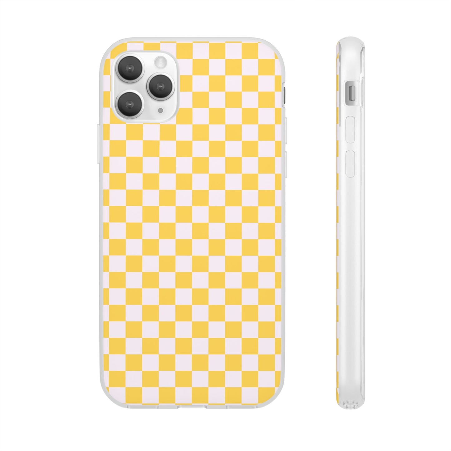 Capa de Telemóvel Flexível - Xadrez Amarelo