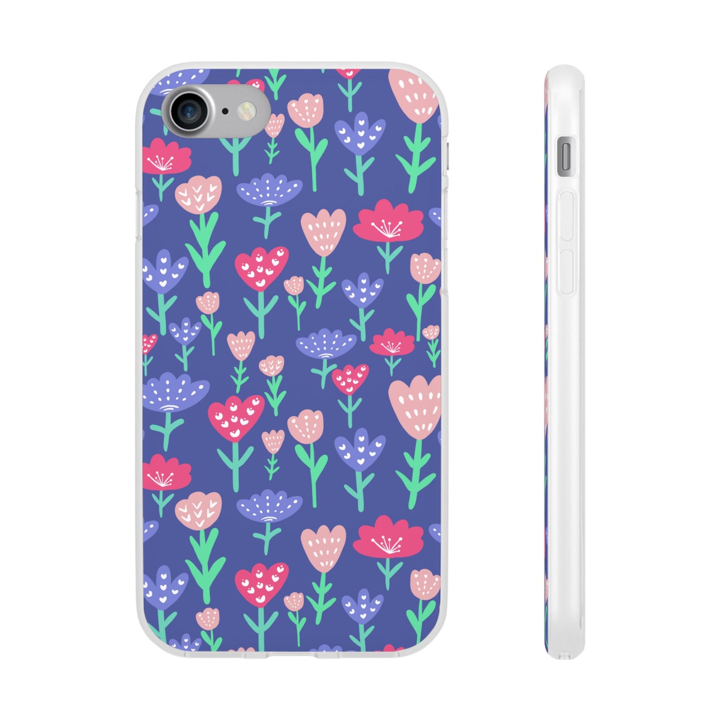 Capa de Telemóvel Flexível - Flores em Roxo