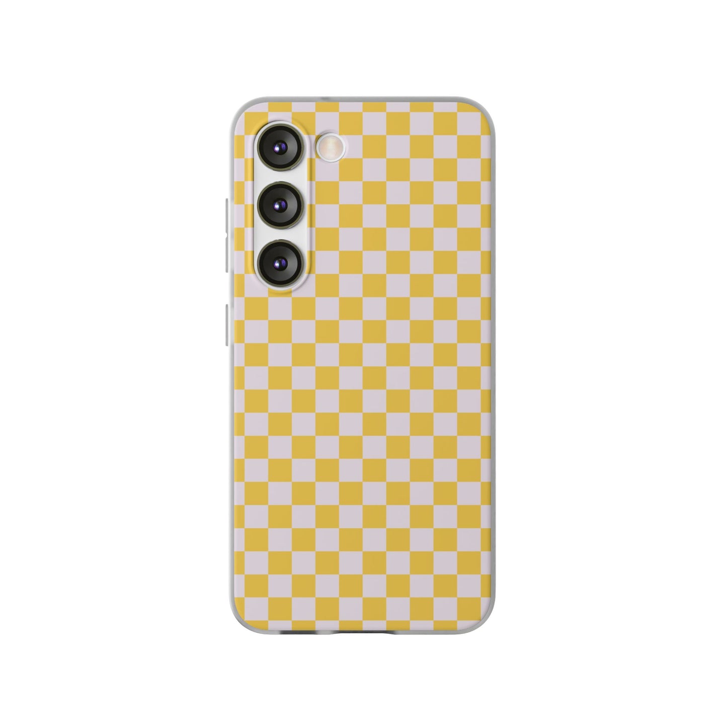 Capa de Telemóvel Flexível - Xadrez Amarelo