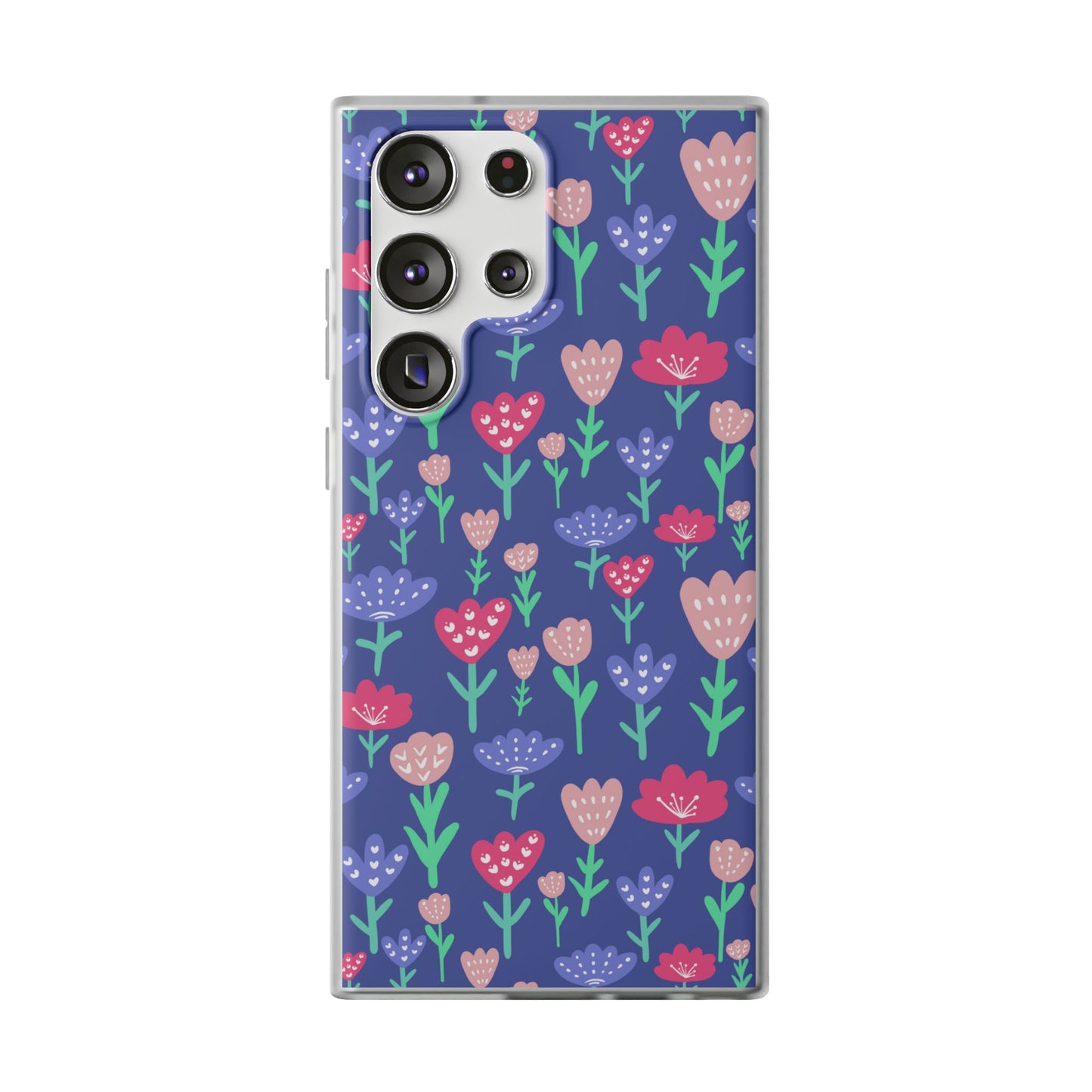 Capa de Telemóvel Flexível - Flores em Roxo