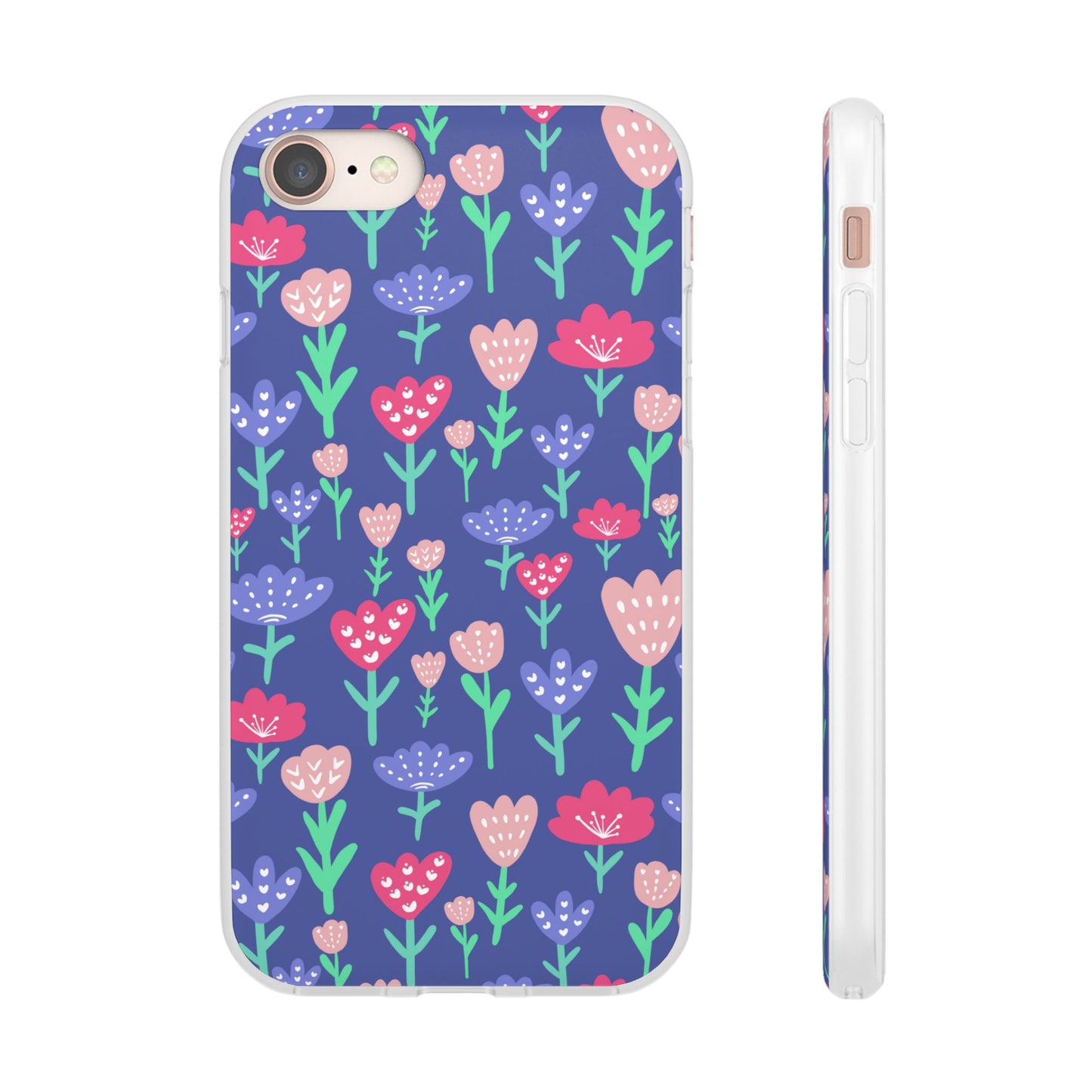 Capa de Telemóvel Flexível - Flores em Roxo