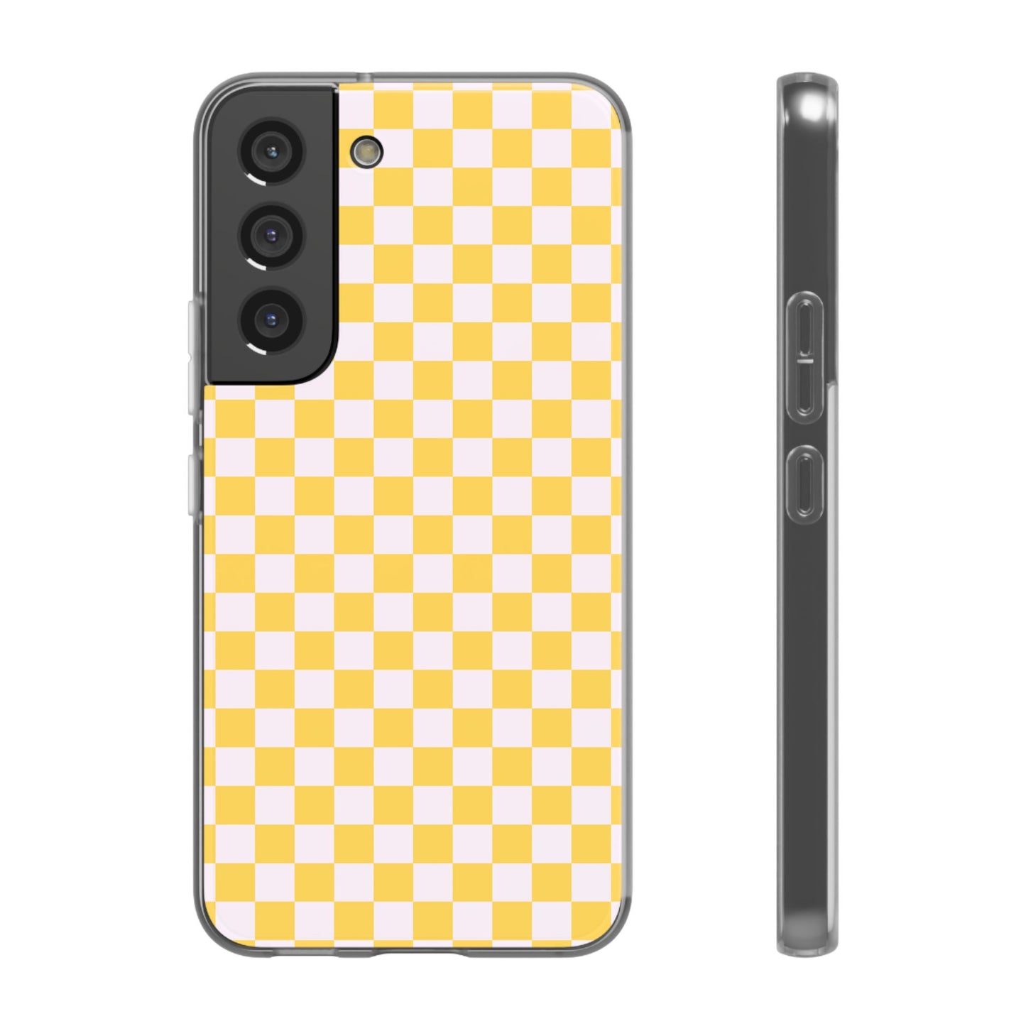 Capa de Telemóvel Flexível - Xadrez Amarelo