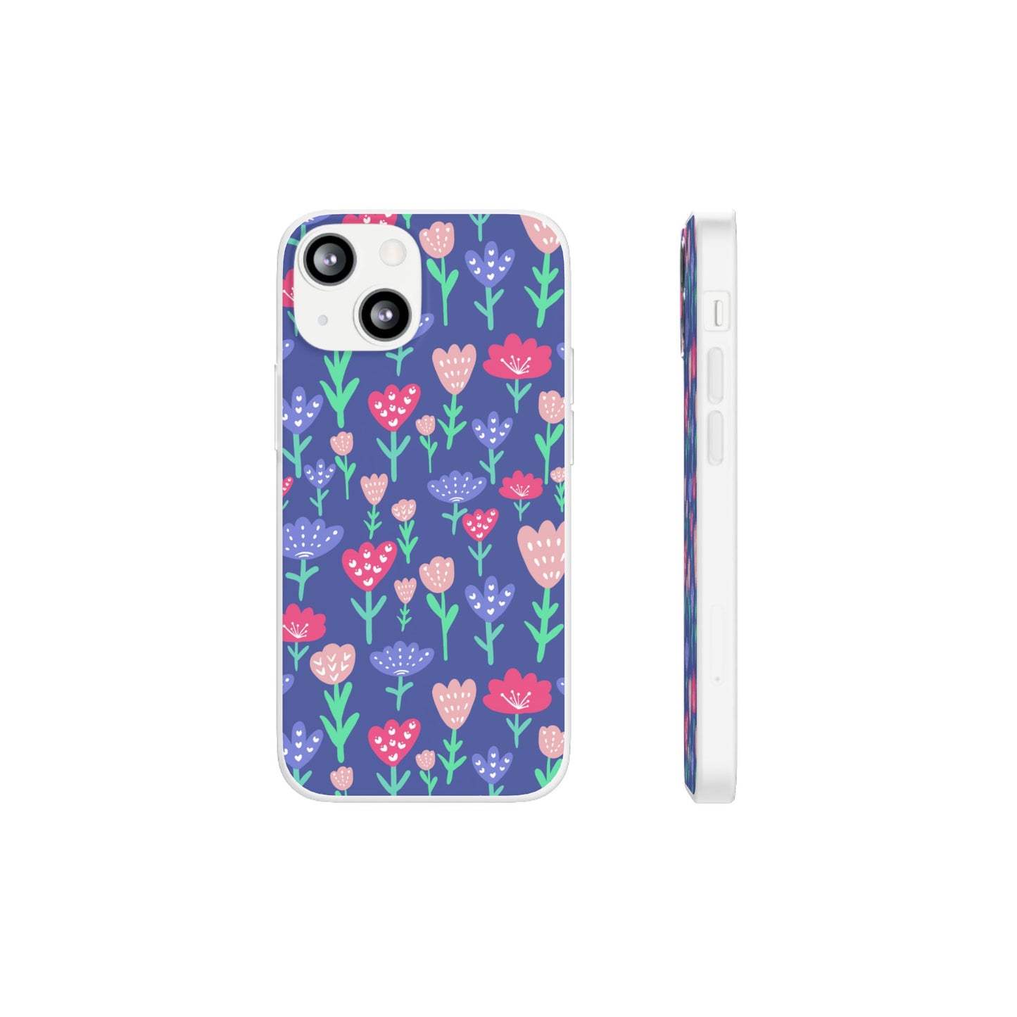 Capa de Telemóvel Flexível - Flores em Roxo