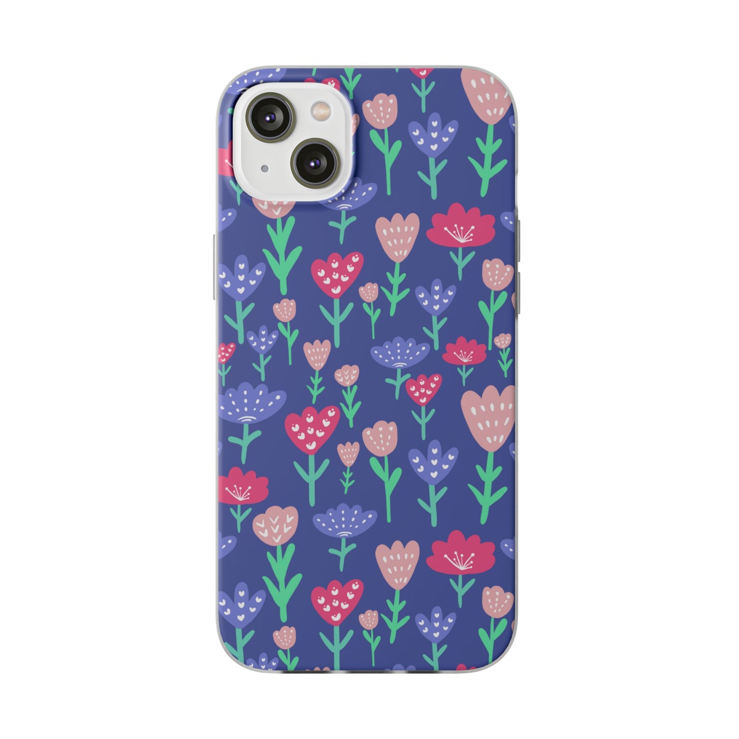 Capa de Telemóvel Flexível - Flores em Roxo