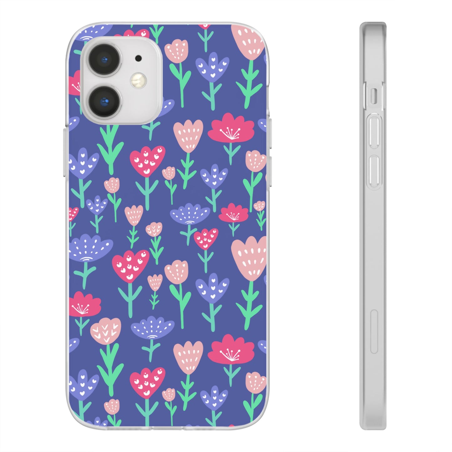 Capa de Telemóvel Flexível - Flores em Roxo