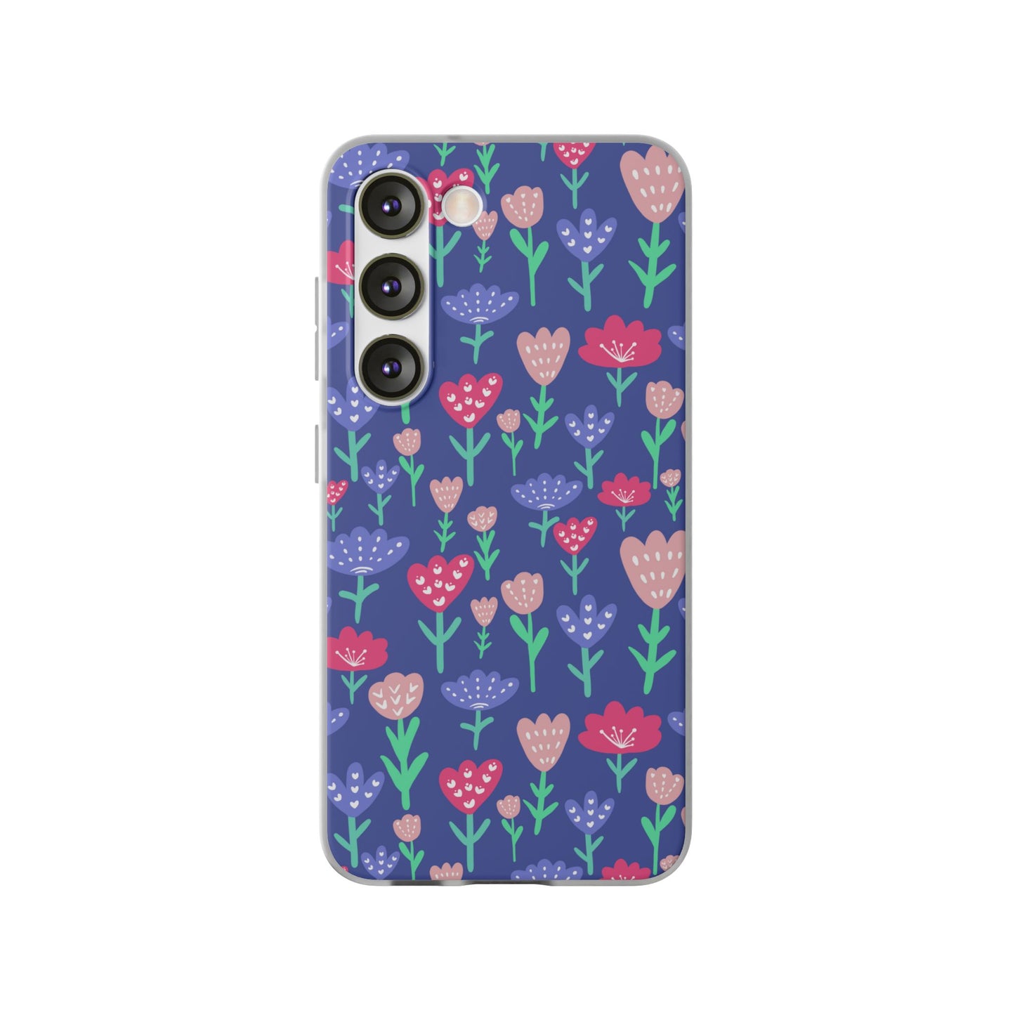 Capa de Telemóvel Flexível - Flores em Roxo