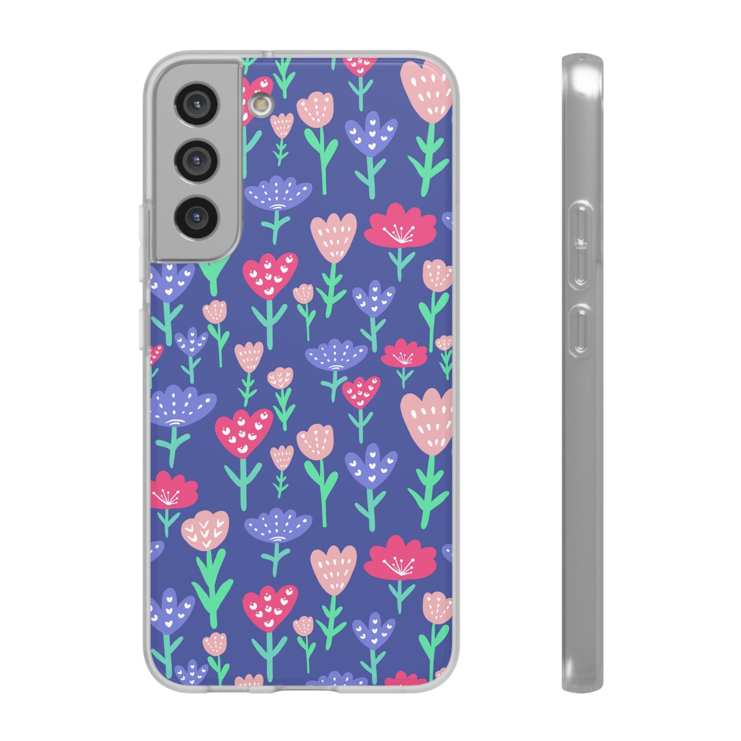Capa de Telemóvel Flexível - Flores em Roxo