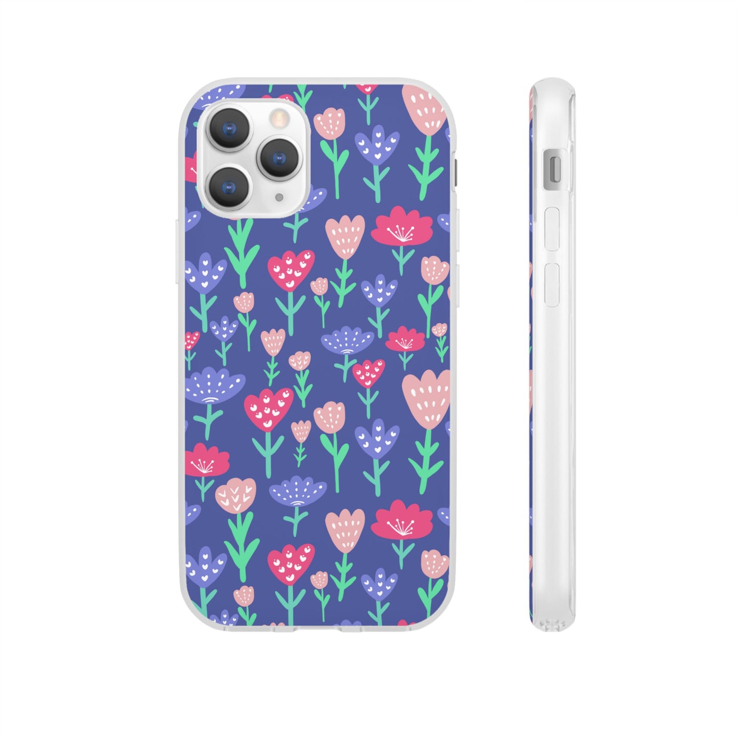 Capa de Telemóvel Flexível - Flores em Roxo