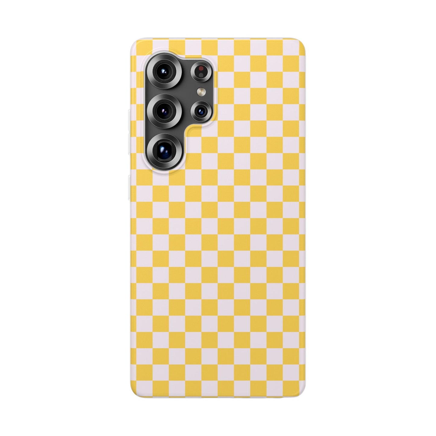 Capa de Telemóvel Flexível - Xadrez Amarelo