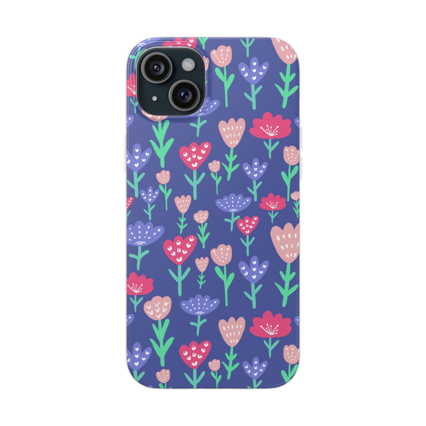 Capa de Telemóvel Flexível - Flores em Roxo
