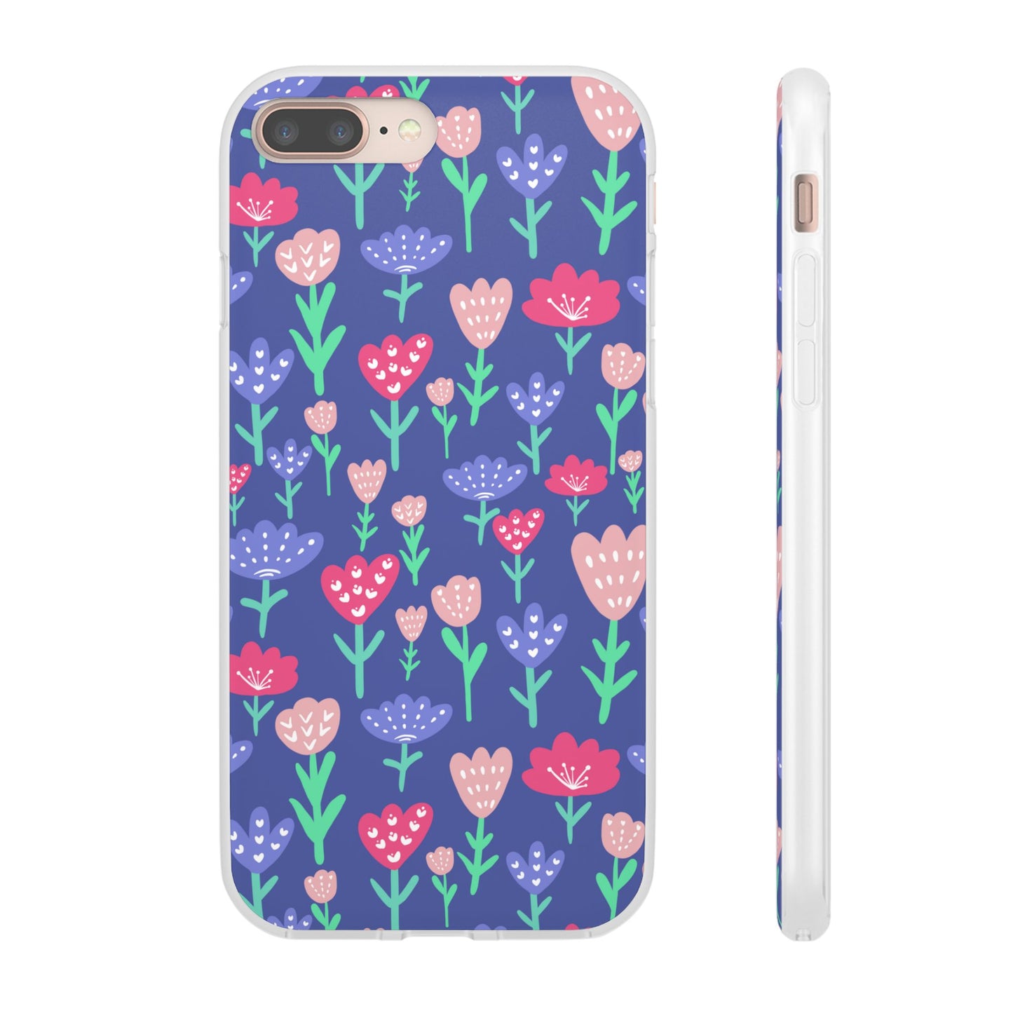 Capa de Telemóvel Flexível - Flores em Roxo