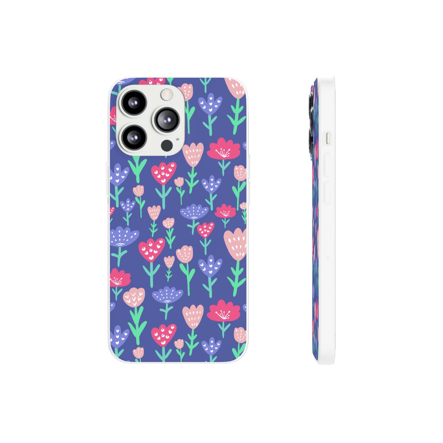 Capa de Telemóvel Flexível - Flores em Roxo
