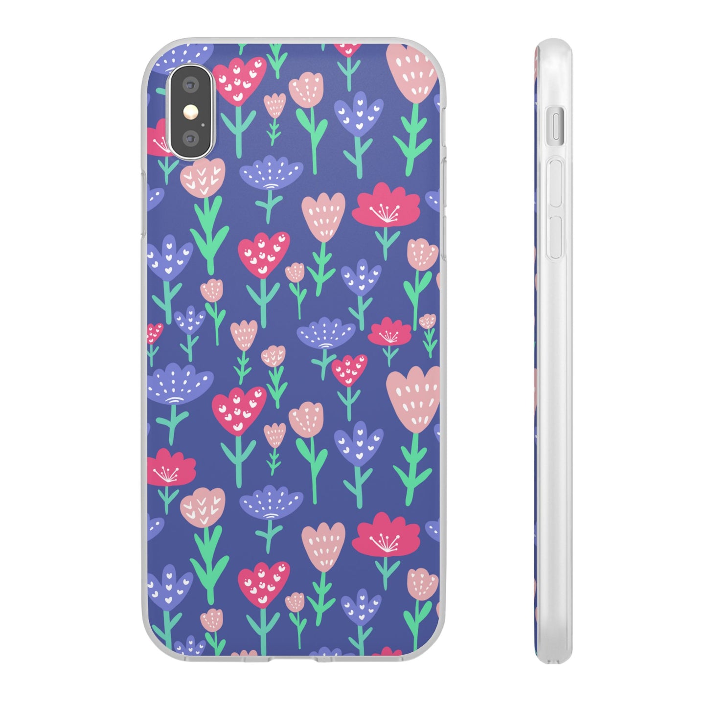 Capa de Telemóvel Flexível - Flores em Roxo