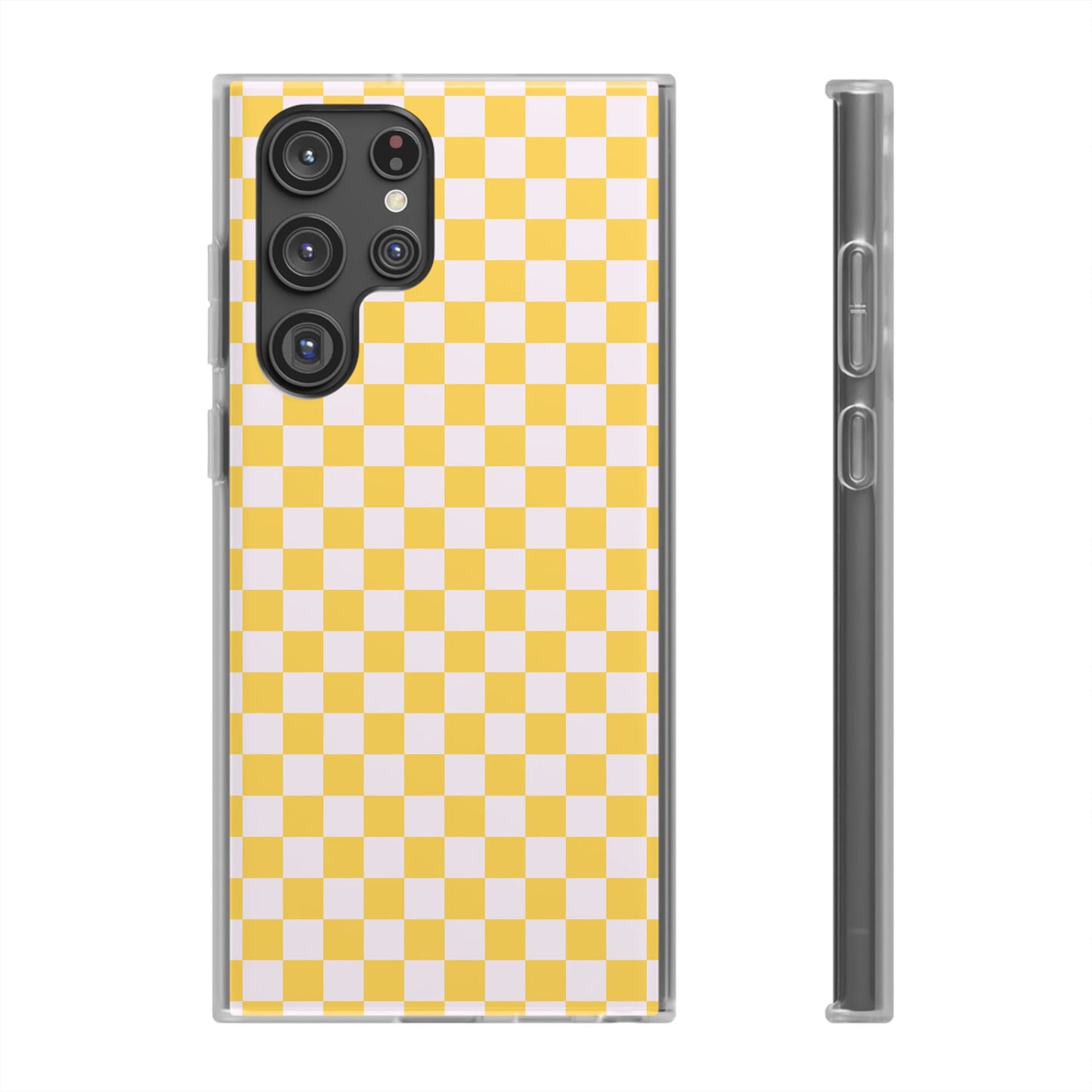 Capa de Telemóvel Flexível - Xadrez Amarelo