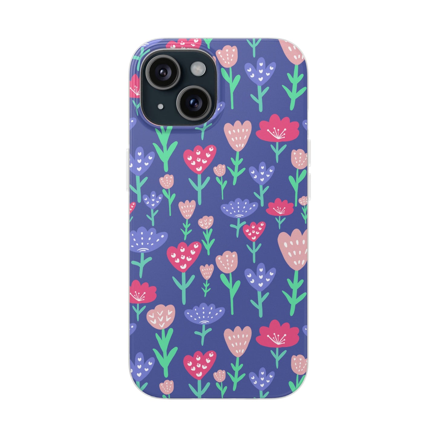Capa de Telemóvel Flexível - Flores em Roxo