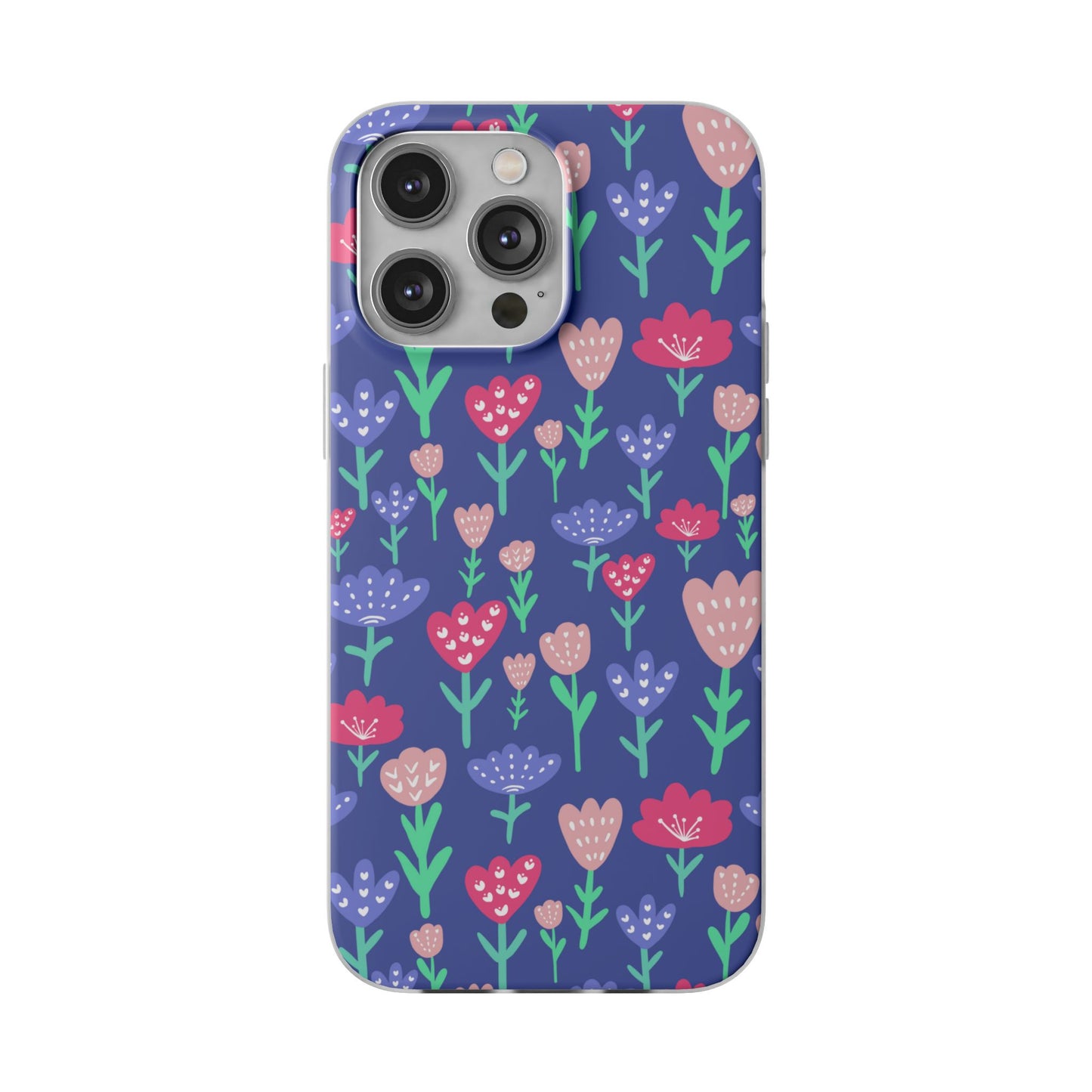 Capa de Telemóvel Flexível - Flores em Roxo