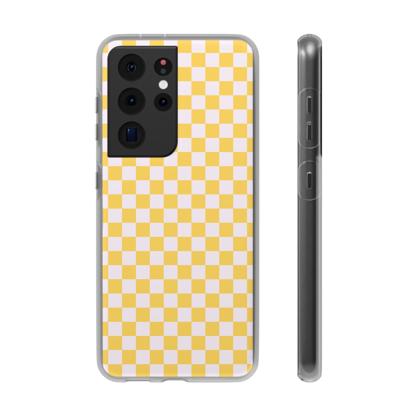 Capa de Telemóvel Flexível - Xadrez Amarelo