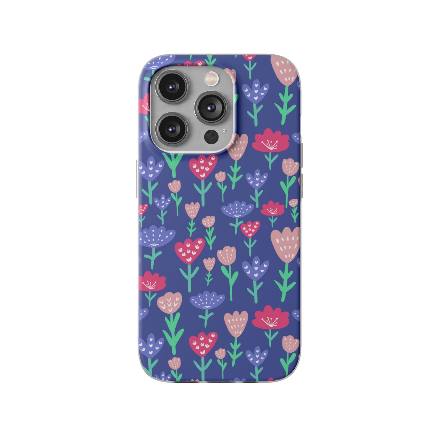 Capa de Telemóvel Flexível - Flores em Roxo
