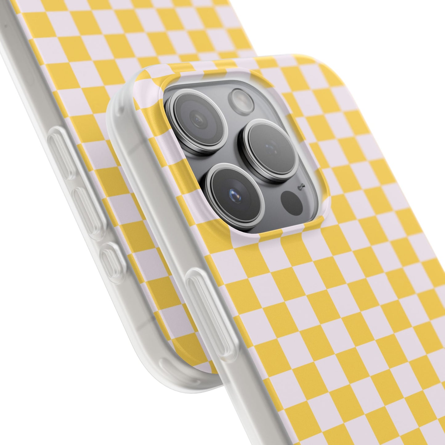 Capa de Telemóvel Flexível - Xadrez Amarelo