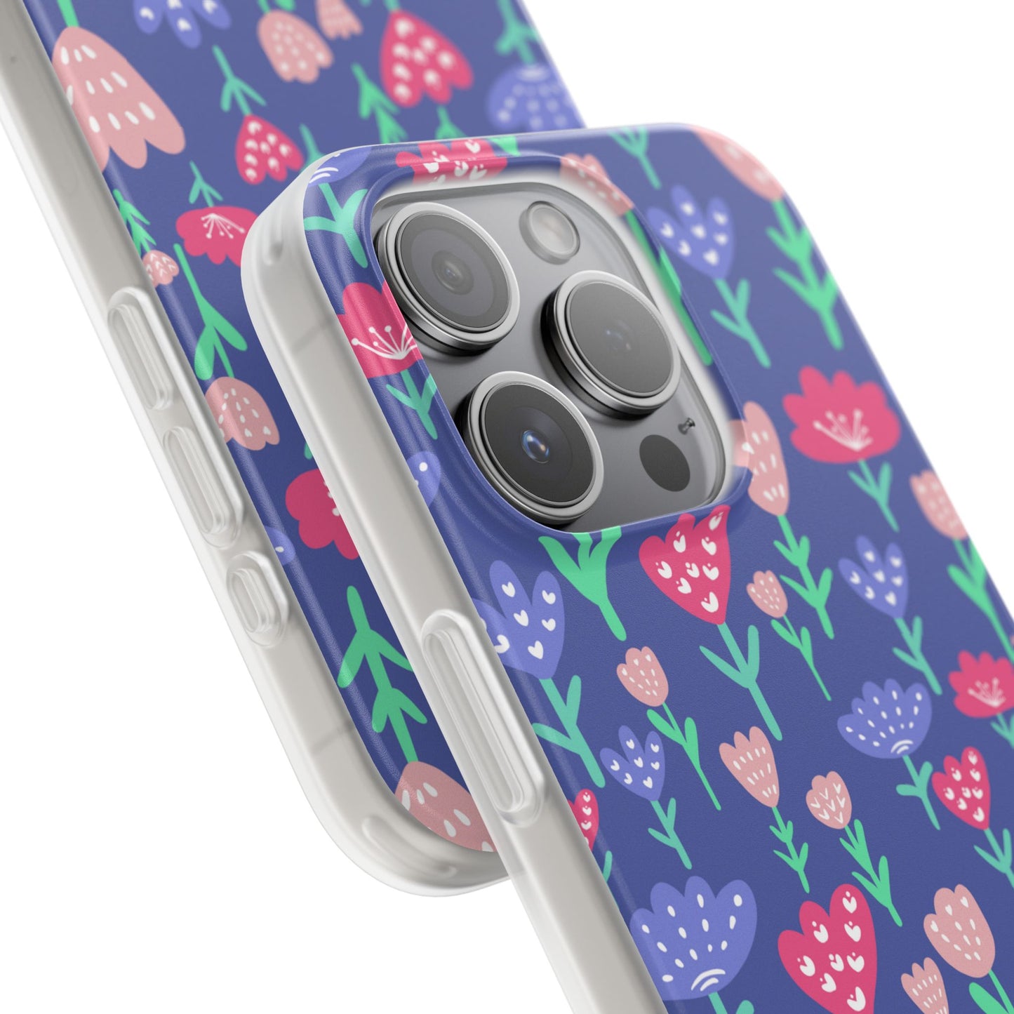 Capa de Telemóvel Flexível - Flores em Roxo