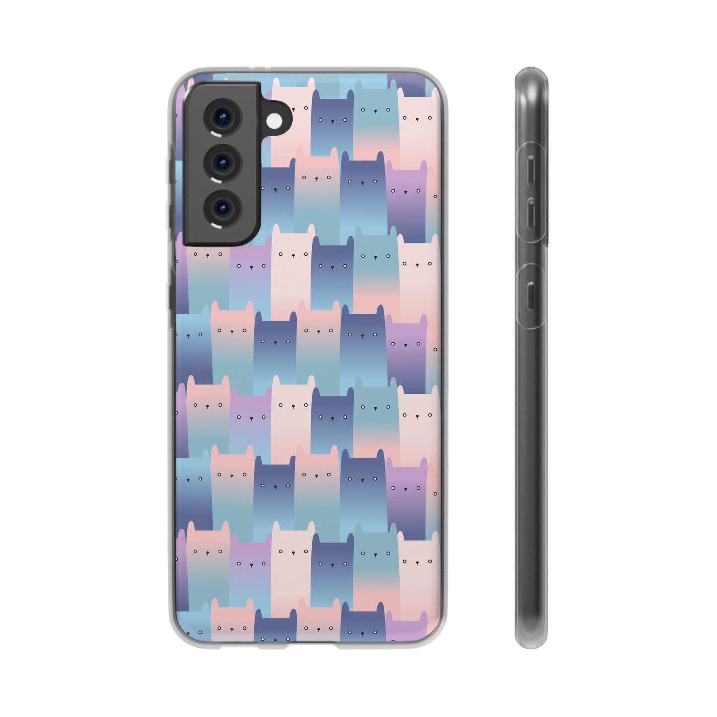 Capa de Telemóvel Flexível - Gatos Roxos