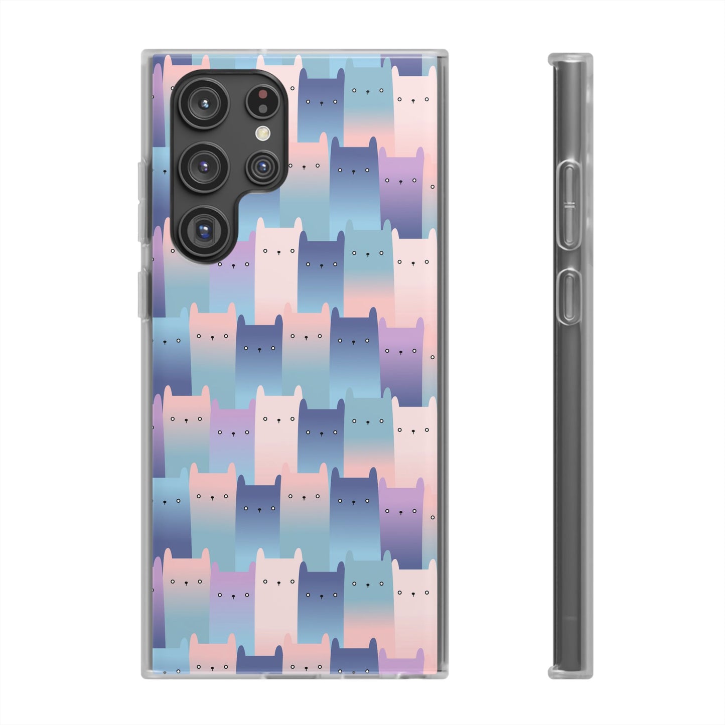 Capa de Telemóvel Flexível - Gatos Roxos