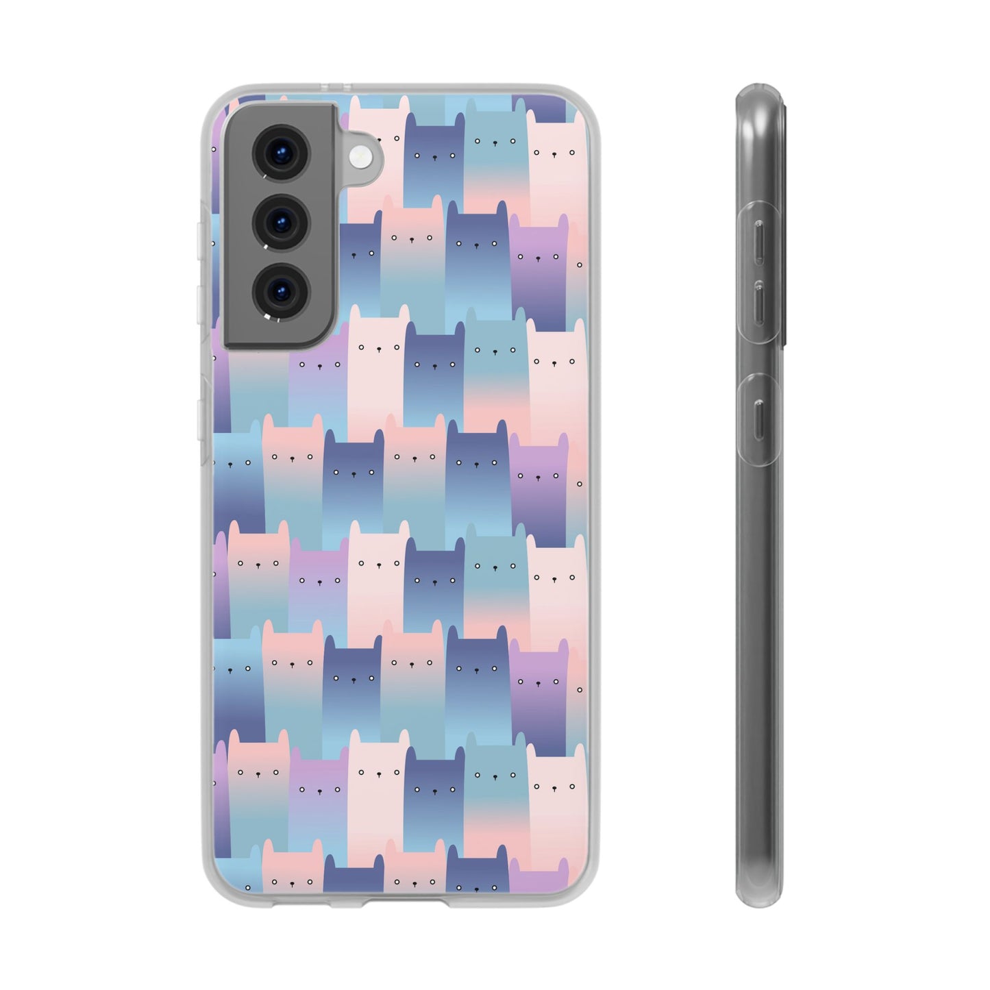 Capa de Telemóvel Flexível - Gatos Roxos