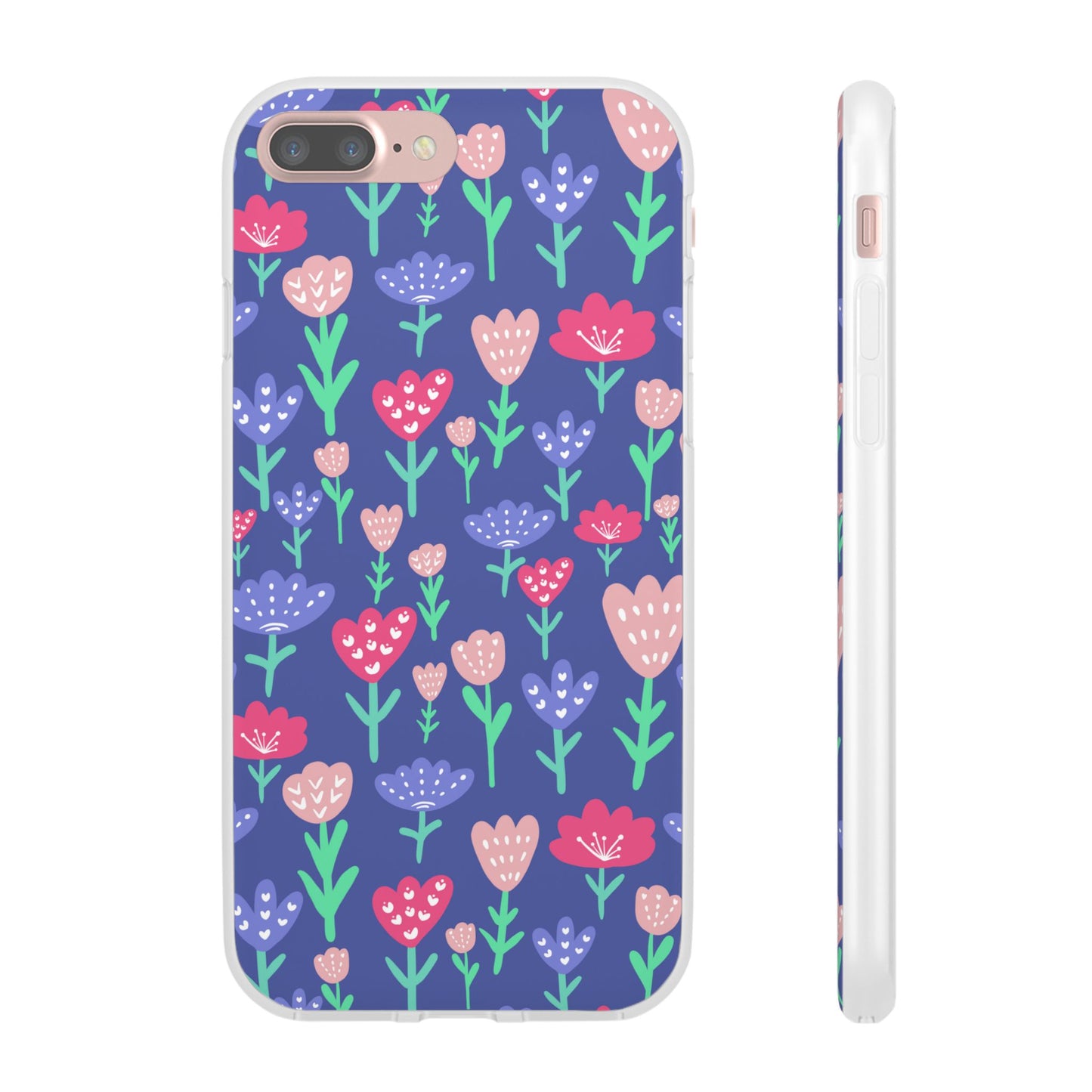 Capa de Telemóvel Flexível - Flores em Roxo