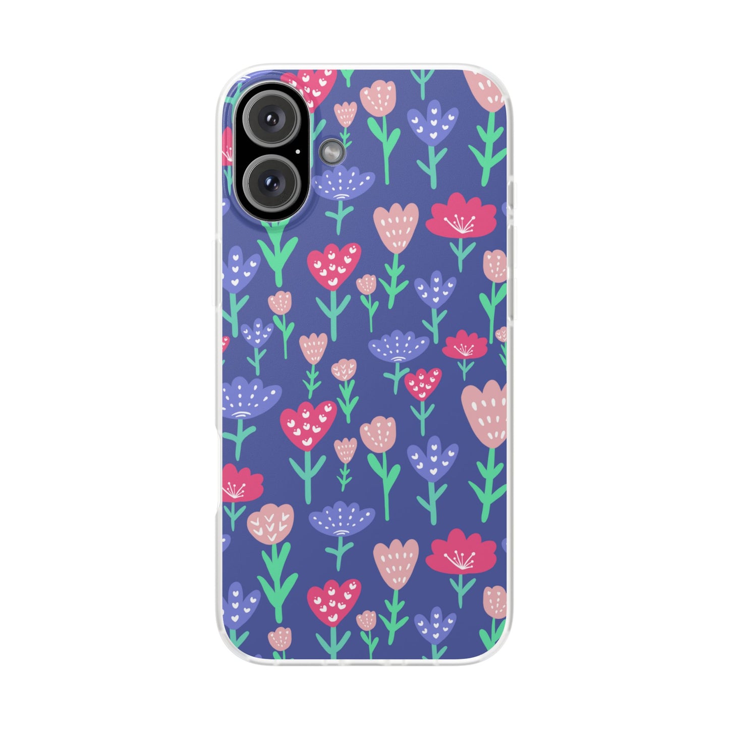 Capa de Telemóvel Flexível - Flores em Roxo
