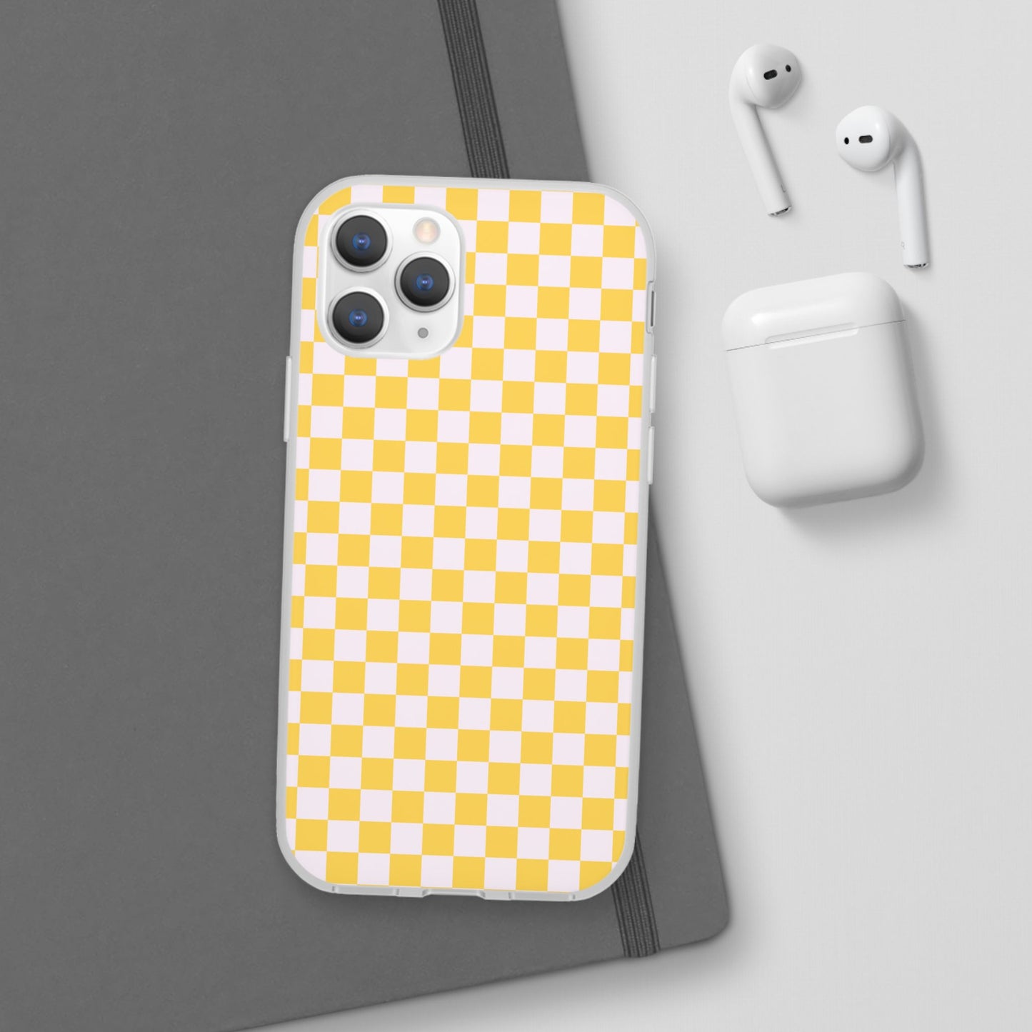 Capa de Telemóvel Flexível - Xadrez Amarelo
