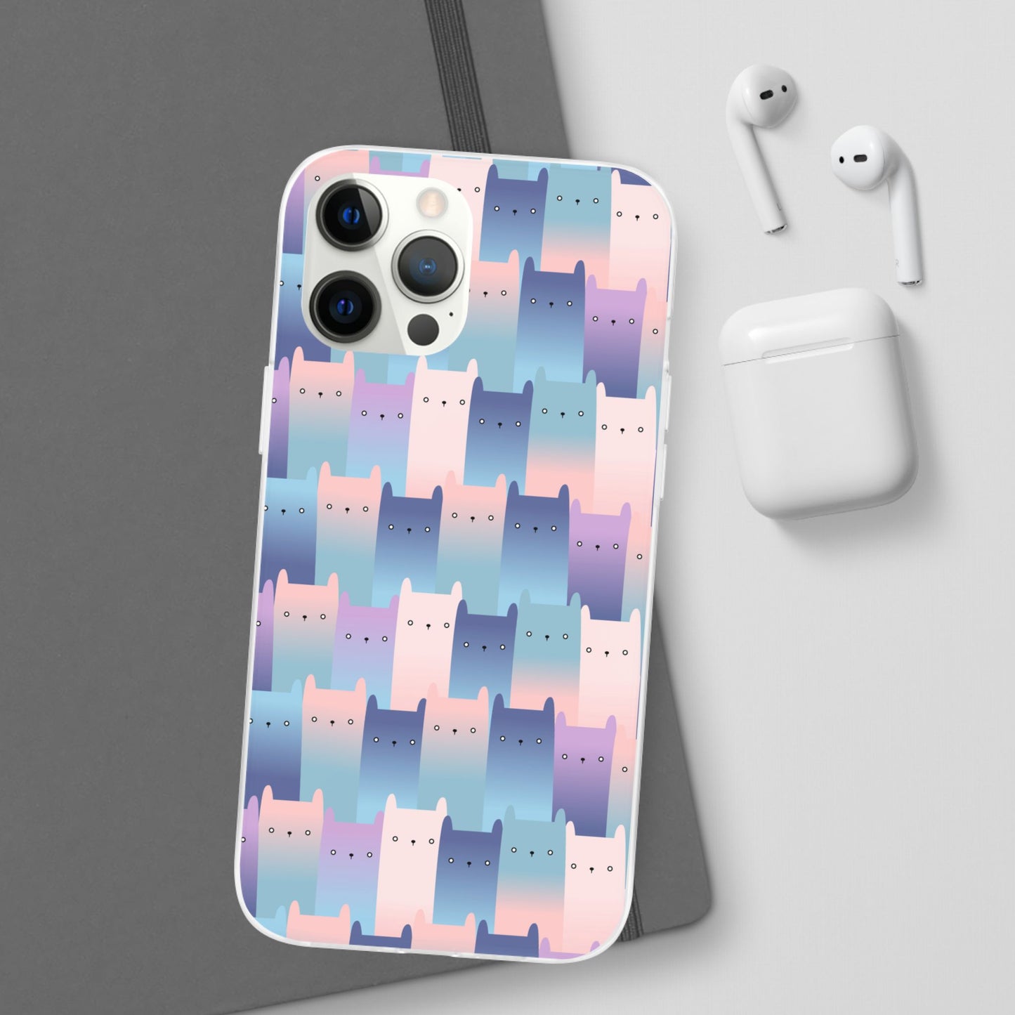 Capa de Telemóvel Flexível - Gatos Roxos