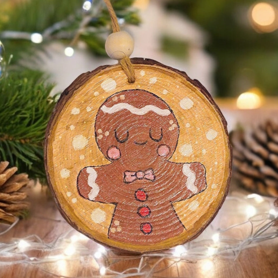 Ornamento de Natal Pintado à Mão - Bolacha de Gengibre